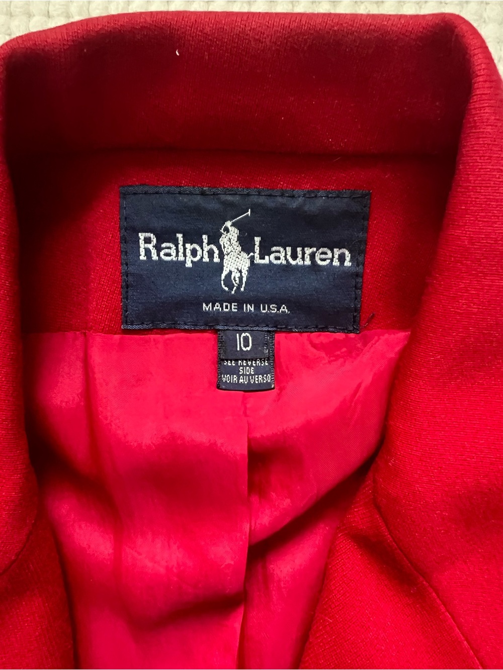 Ralph Lauren Women’s Size 10 Red Wool Gabardine Blazer - Picture 4 of 7